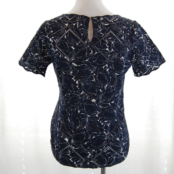 J Crew Unique Cut Out Top in Navy - Picture 3 of 7